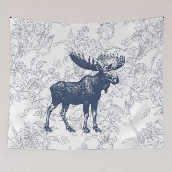 Item preview, Sabrina Farmer Art - Blue Toile Moose - Wildlife for Home  designed and sold by sabrinart42.