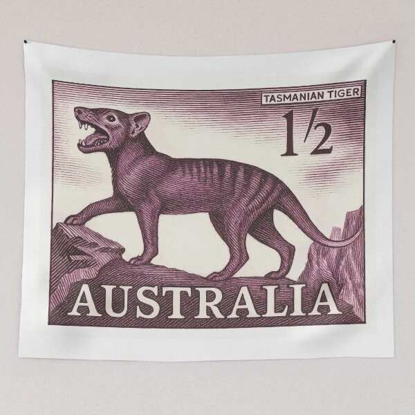 Item preview, 1958 Australia Tasmanian Tiger Postage Stamp designed and sold by retrographics.