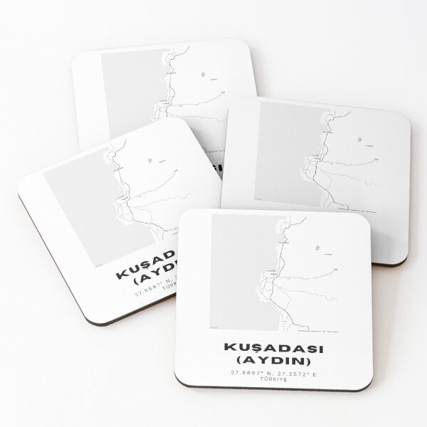 Item preview, Minimalist Kuşadası Map – Aegean Coastal City in Black & White designed and sold by RM-Journey.