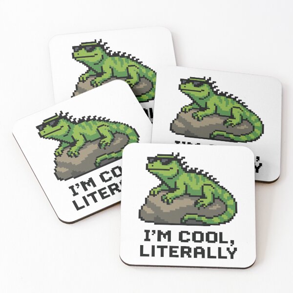 Item preview, I’m Cool, Literally – Pixel Iguana Sunbathing in Style designed and sold by NaturePixel.