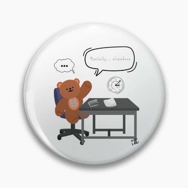 Item preview, Mentally... Elsewhere – Distracted Desk Bear Art ( White / Transparent ) designed and sold by mintmono-studio.