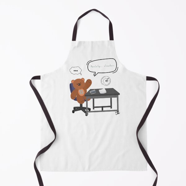 Item preview, Mentally... Elsewhere – Distracted Desk Bear Art ( White / Transparent ) designed and sold by mintmono-studio.