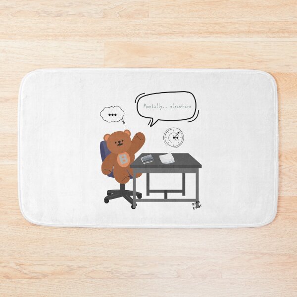 Item preview, Mentally... Elsewhere – Distracted Desk Bear Art ( White / Transparent ) designed and sold by mintmono-studio.