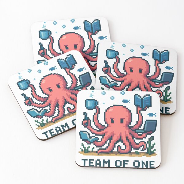 Item preview, Team of One – Pixel Octopus Multitasking Underwater Scene designed and sold by NaturePixel.