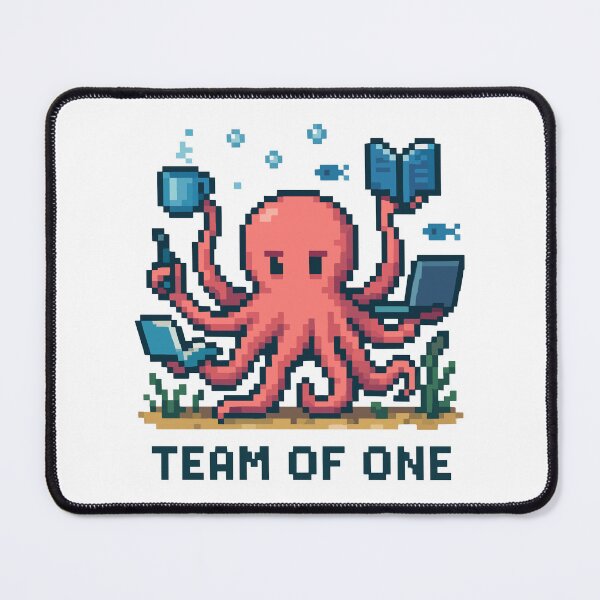 Item preview, Team of One – Pixel Octopus Multitasking Underwater Scene designed and sold by NaturePixel.