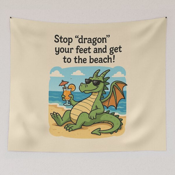 Item preview, Vintage Dragon at the Beach - Portrait designed and sold by Erin Orstrom's Art.