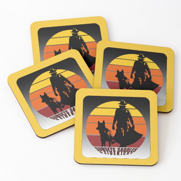 Item preview, Sunsets Saddle & Sidekicks Retro Dog and Cowboy Silhouette against a Sunset  designed and sold by AM-Storefront.