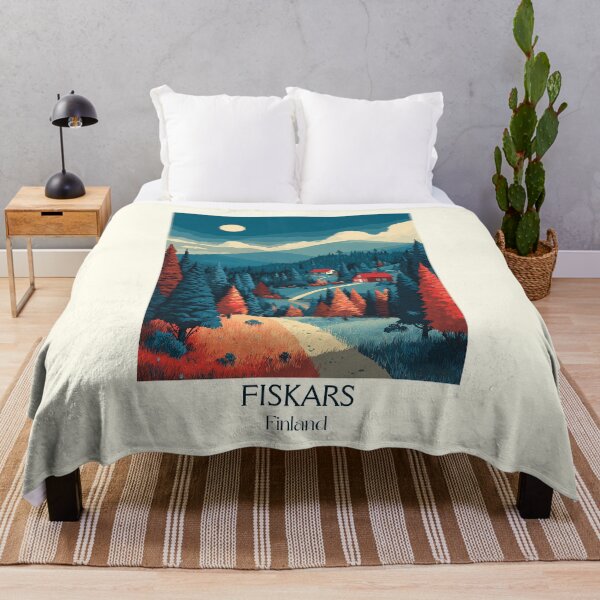 Item preview, Fiskars Finland Vintage Travel Poster | Retro Village & Forest Art designed and sold by TuncGK.