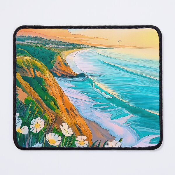 Item preview, Black’s Beach Surf Poster • La Jolla Torrey Pines California Surf Art • San Diego Coastal Print • Cliffside Ocean Decor designed and sold by HELEKAICo.