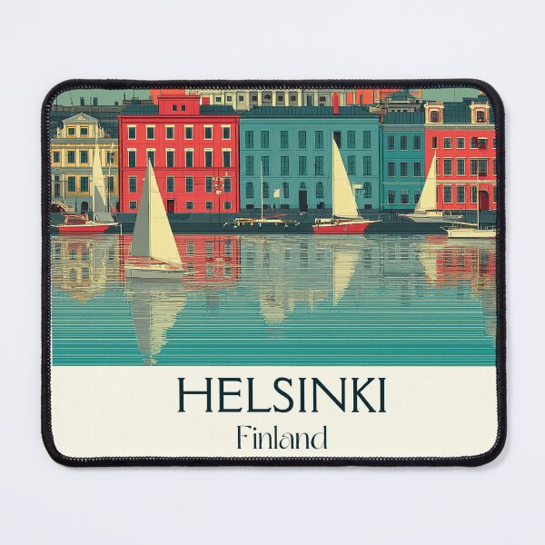 Item preview, Helsinki Finland Vintage Travel Poster | Cathedral & Harbor Retro Art designed and sold by TuncGK.