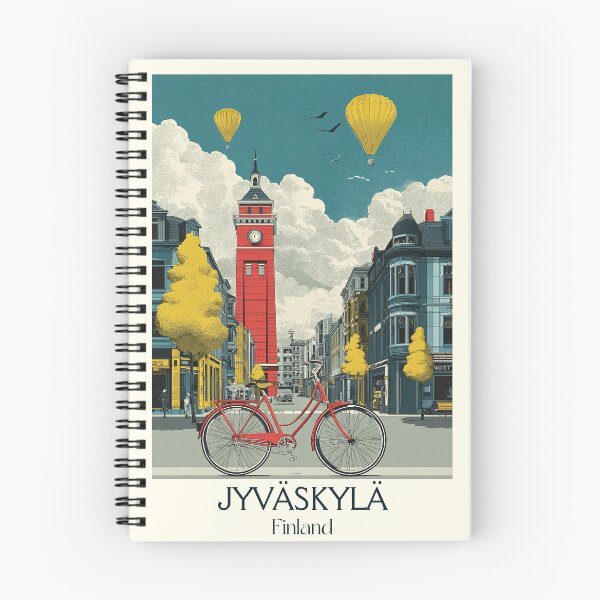 Item preview, Jyväskylä Finland Vintage Travel Poster | Retro City & Bicycle Art designed and sold by TuncGK.