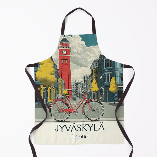 Item preview, Jyväskylä Finland Vintage Travel Poster | Retro City & Bicycle Art designed and sold by TuncGK.