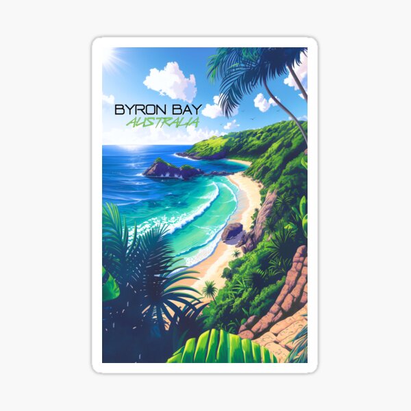 Item preview, Byron Bay Surf Poster • NSW Australia Surf Art • Tropical Beach Print • Coastal Wall Decor designed and sold by HELEKAICo.