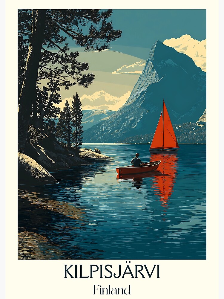 Kilpisjärvi Finland Vintage Travel Poster | Arctic Fells & Lake