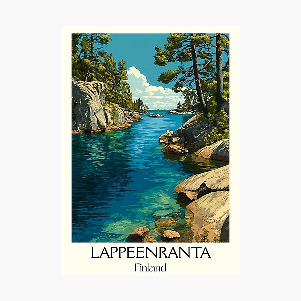 Item preview, Lappeenranta Finland Vintage Poster | Lake Saimaa Retro Art designed and sold by TuncGK.