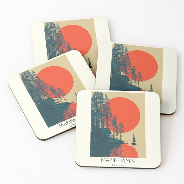 Item preview, Mariehamn Åland Islands Vintage Poster | Retro Sailing & Sunset Art designed and sold by TuncGK.
