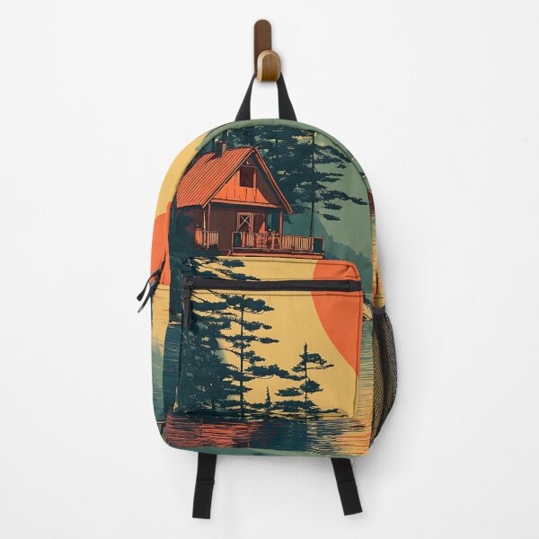 Item preview, Oulu Finland Vintage Travel Poster | Lakeside Cabin Retro Sunset Art designed and sold by TuncGK.