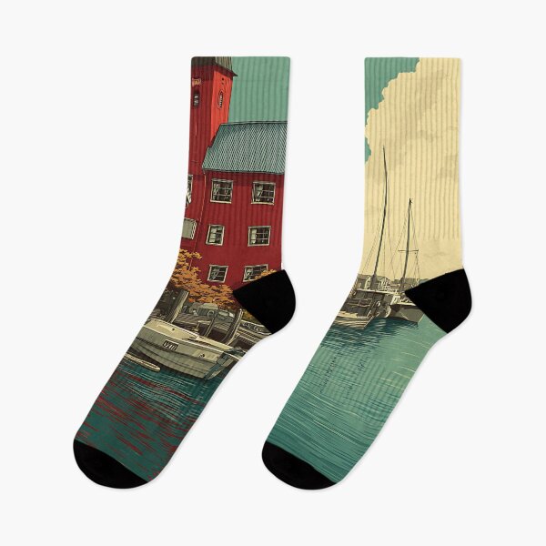 Item preview, Rauma Finland Vintage Travel Poster | Old Rauma Harbor Retro Art designed and sold by TuncGK.