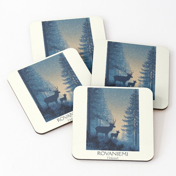 Item preview, Rovaniemi Finland Vintage Travel Poster | Lapland Reindeer Night Art designed and sold by TuncGK.
