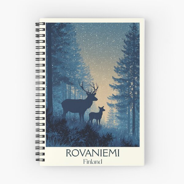 Item preview, Rovaniemi Finland Vintage Travel Poster | Lapland Reindeer Night Art designed and sold by TuncGK.