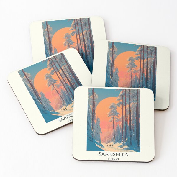 Item preview, Saariselkä Finland Vintage Poster | Lapland Winter Forest Sunset designed and sold by TuncGK.