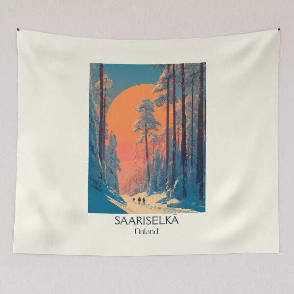 Item preview, Saariselkä Finland Vintage Poster | Lapland Winter Forest Sunset designed and sold by TuncGK.