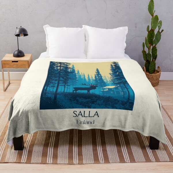 Item preview, Salla Finland Vintage Travel Poster | Reindeer in the Wild Art Print designed and sold by TuncGK.