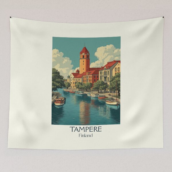Item preview, Tampere Finland Vintage Travel Poster | Industrial Cityscape Retro Art designed and sold by TuncGK.