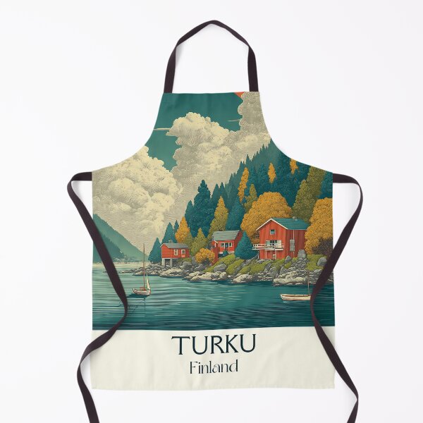 Item preview, Turku Finland Vintage Travel Poster | Archipelago & Mountains Art designed and sold by TuncGK.