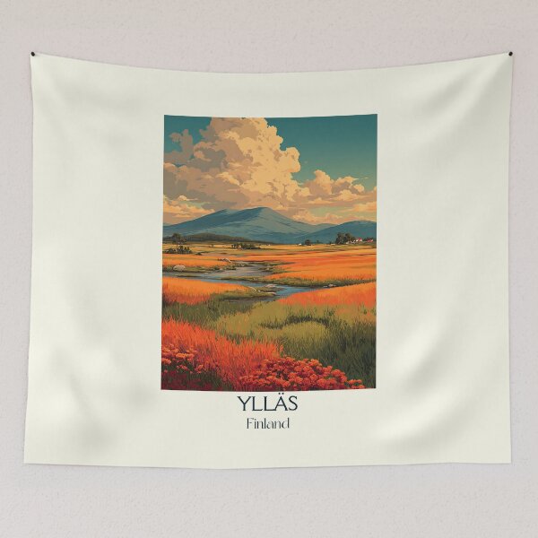 Item preview, Ylläs Finland Vintage Travel Poster | Lapland Autumn Fell Landscape designed and sold by TuncGK.