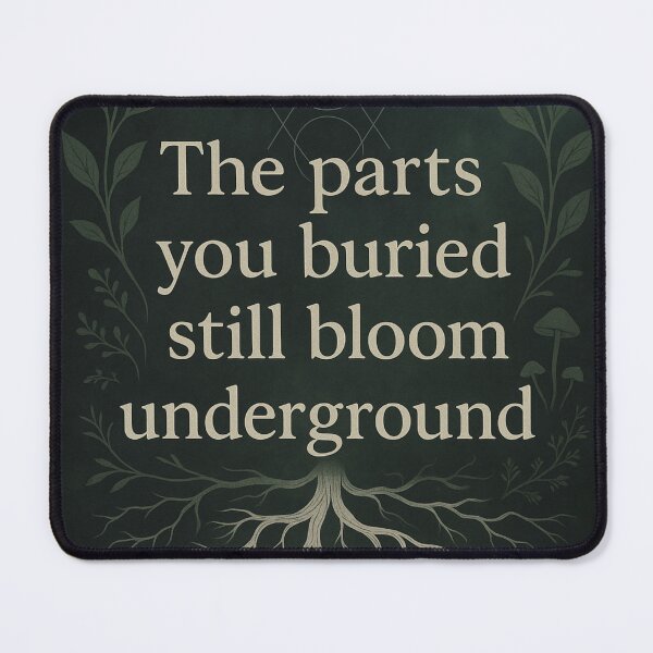 Item preview, “Shadow Bloom” – Rooted Quote Art with Mushroom & Sacred Geometry Motif designed and sold by Sharp Insight.