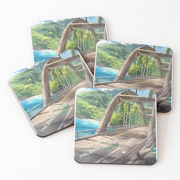 Item preview, Haleiwa Rainbow Bridge Surf Poster • North Shore Oahu Hawaii • Anahulu Bridge Surf Art designed and sold by HELEKAICo.