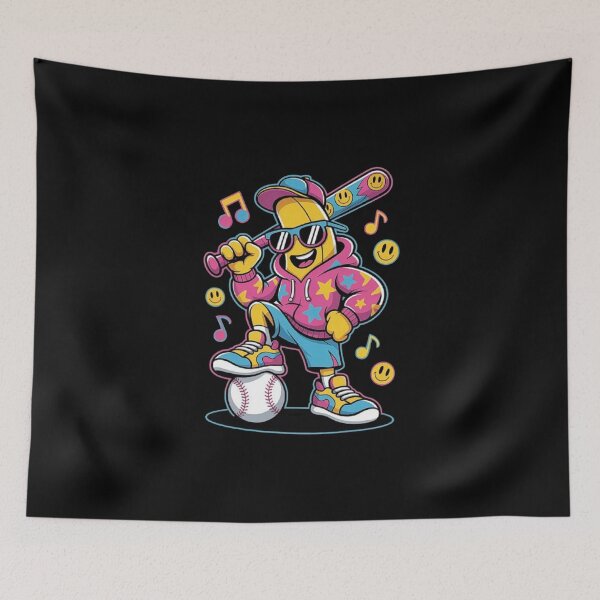 Item preview, Funky Banana Character with Baseball Bat designed and sold by love3617.