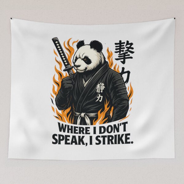 Item preview, Panda Samurai – Silent Power Martial Arts Illustration designed and sold by JenniferCreaArte .
