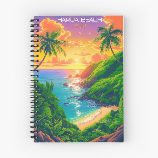 Item preview, Hamoa Beach Surf Poster • Maui Hawaii • Road to Hana Coastal Art • Tropical Crater Cove Print designed and sold by HELEKAICo.