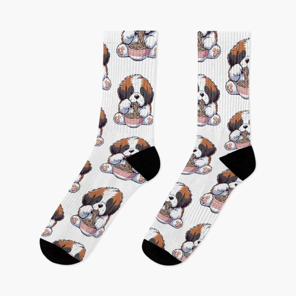 Item preview, Saint Bernard Anime Dog Eating Ramen Noodles designed and sold by doodIllustrate.