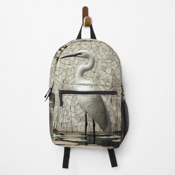 Item preview, Elegant White Egret Standing In Mosaic Pond designed and sold by mildaclairmo.