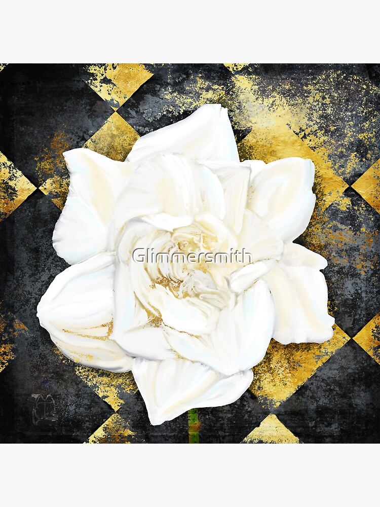 White Gardenia Floral French Art Deco Grunge Art Board Print By Glimmersmith Redbubble