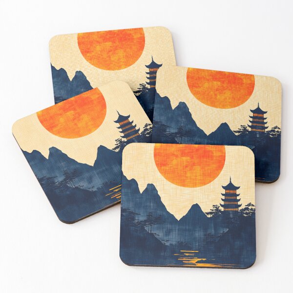 Item preview, Japanese Landscape Golden Pagoda Reflecting Serene Moonlit Zen Lakeside Tranquility designed and sold by mildaclairmo.