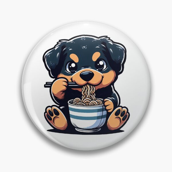 Item preview, Rottweiler Anime Dog Eating Ramen Noodles designed and sold by doodIllustrate.