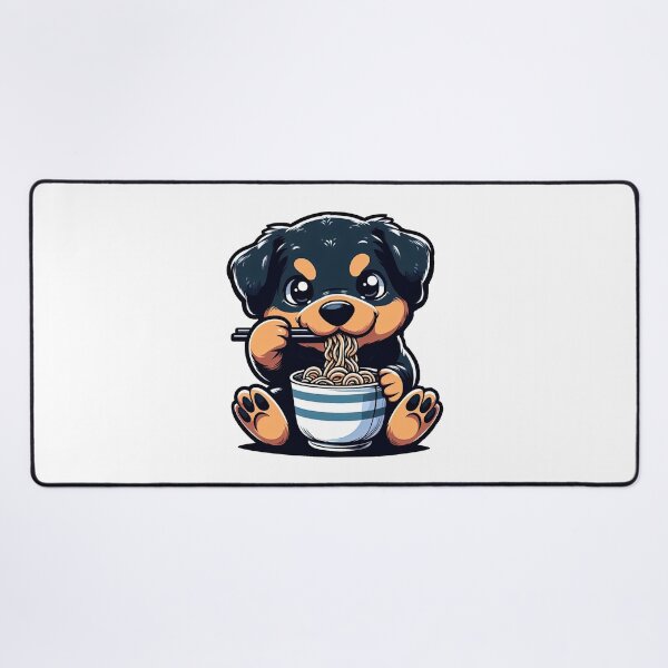Item preview, Rottweiler Anime Dog Eating Ramen Noodles designed and sold by doodIllustrate.