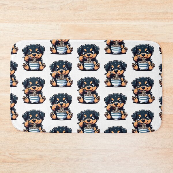 Item preview, Rottweiler Anime Dog Eating Ramen Noodles designed and sold by doodIllustrate.