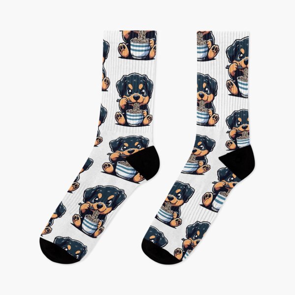 Item preview, Rottweiler Anime Dog Eating Ramen Noodles designed and sold by doodIllustrate.