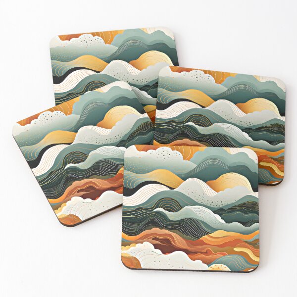 Item preview, Mountain Landscape Wavy Abstract Designs At Golden Sunrise   designed and sold by DEC02.