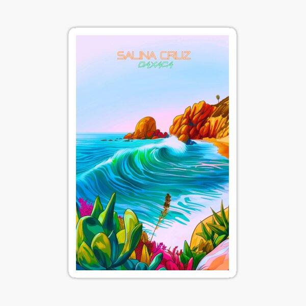Item preview, Salina Cruz Surf Poster • Oaxaca Mexico • Pacific Point Break Art designed and sold by HELEKAICo.
