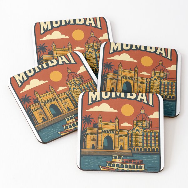 Item preview, Mumbai Skyline with Gateway of India and Ferry on Arabian Sea designed and sold by Aryabek.