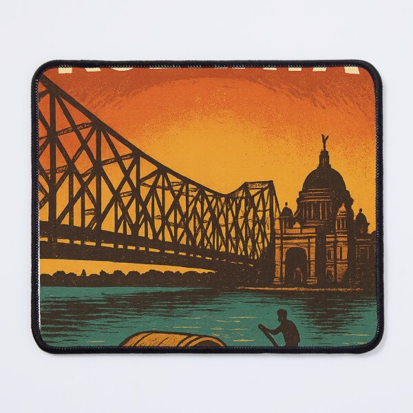 Item preview, Howrah Bridge and Victoria Memorial at Sunset, Kolkata designed and sold by Aryabek.