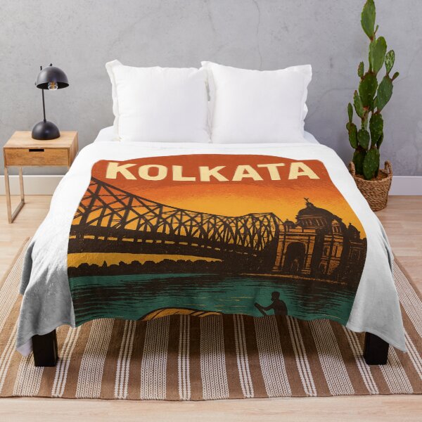 Item preview, Howrah Bridge and Victoria Memorial at Sunset, Kolkata designed and sold by Aryabek.