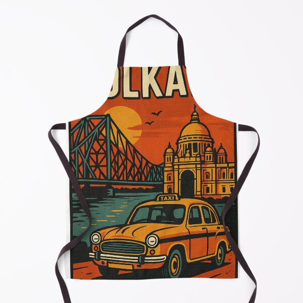 Item preview, Kolkata Yellow Taxi with Howrah Bridge and Victoria Memorial designed and sold by Aryabek.