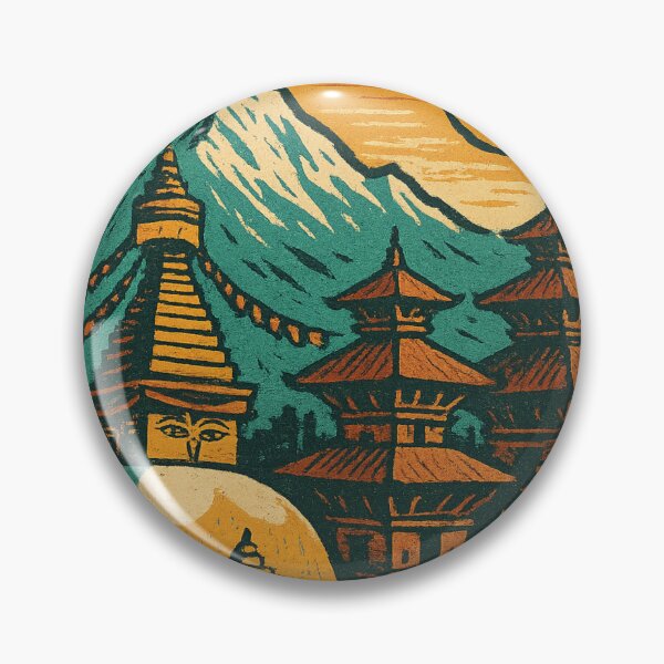 Item preview, Kathmandu Cityscape with Swayambhunath and Mountain Peaks designed and sold by Aryabek.